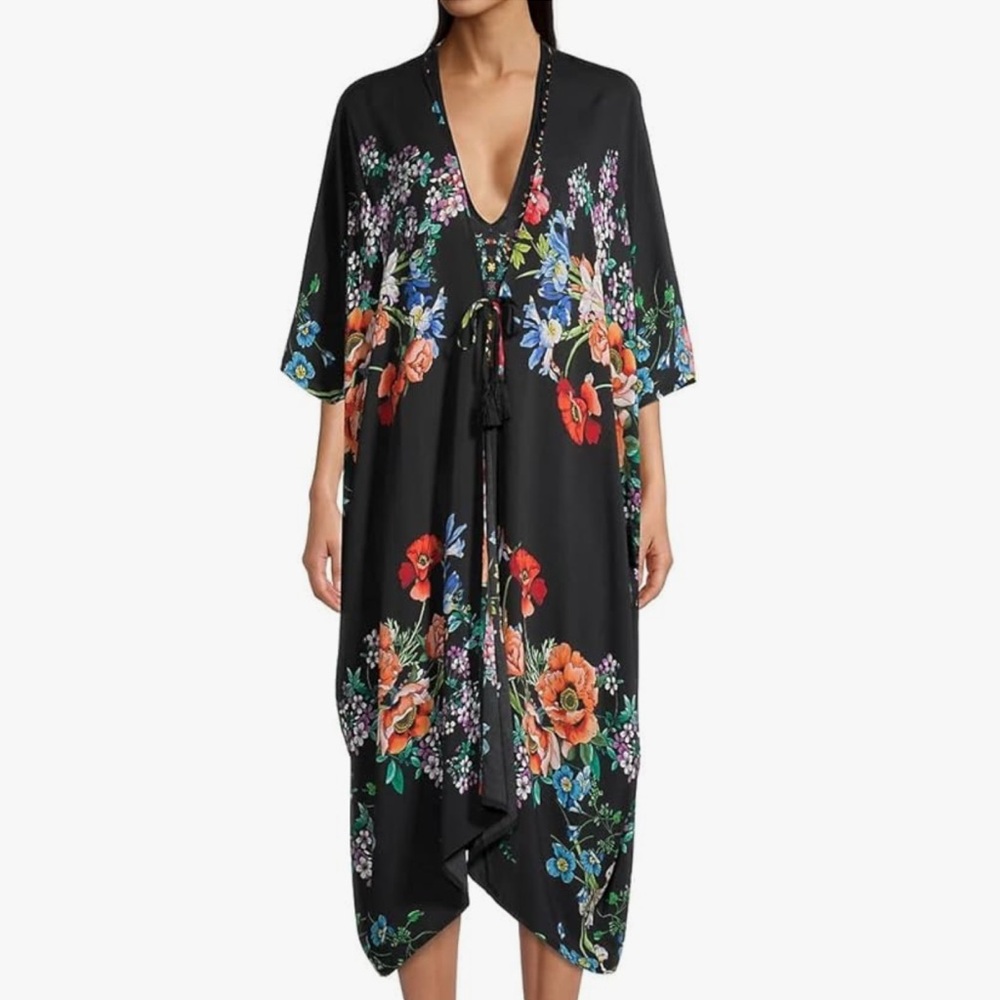 Flower Midi Kimono in Multi Size S/M